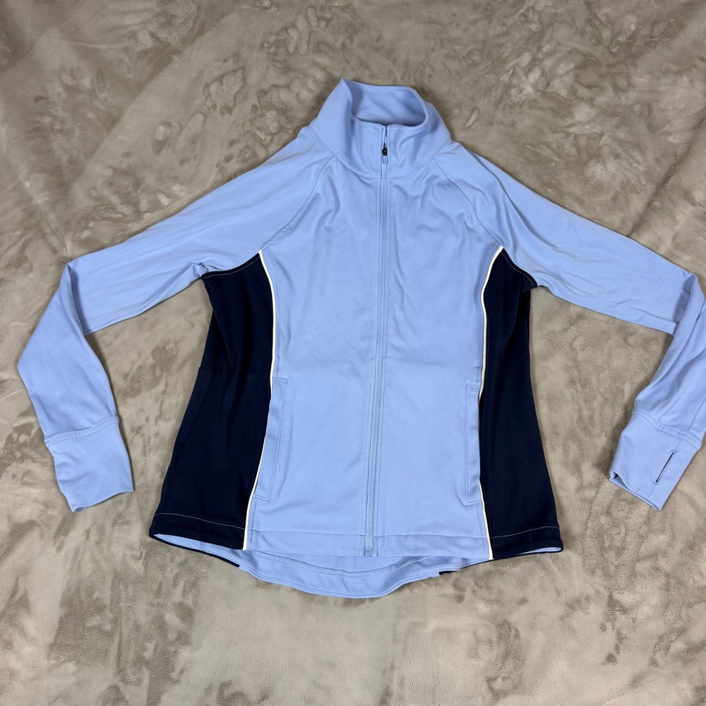 Lou & Grey Form Periwinkle Blue Navy Colorblock Full Zip Athletic Jacket Medium